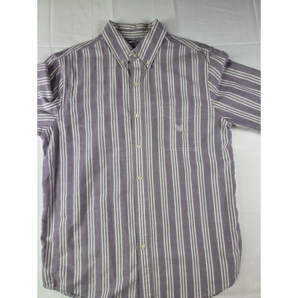 CHAPS Men's Size Medium Purple Striped Button Down Long Sleeve‎ Shirt